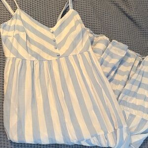 LC Lauren Conrad Light Blue & White Striped Cotton Sleep Dress